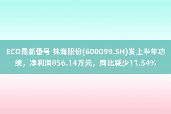 ECO最新番号 林海股份(600099.SH)发上半年功绩,净利润856.14万元,同比减少11.54%