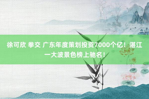 徐可欣 拳交 广东年度策划投资7000个亿!湛江一大波景色榜上驰名!