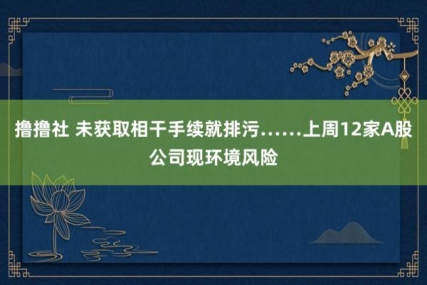 撸撸社 未获取相干手续就排污……上周12家A股公司现环境风险