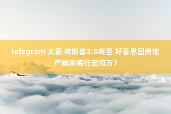 telegram 文爱 特朗普2.0将至 好意思国房地产阛阓将行至何方?