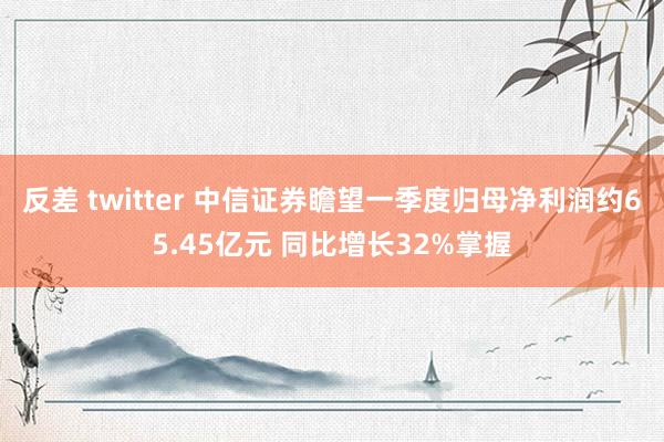 反差 twitter 中信证券瞻望一季度归母净利润约65.45亿元 同比增长32%掌握